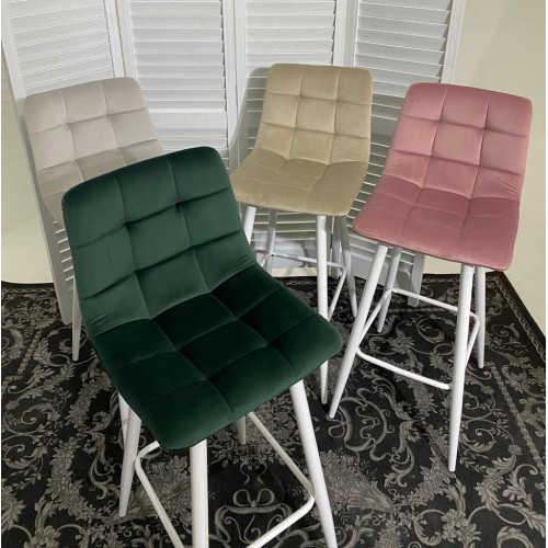 Барный стул LECCO UF910-14 DARK GREEN, велюр/белый каркас М-City