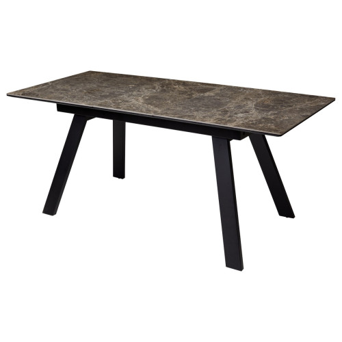 Стол Морис 140 Коричневый мрамор матовый, керамика / черный каркас М-City