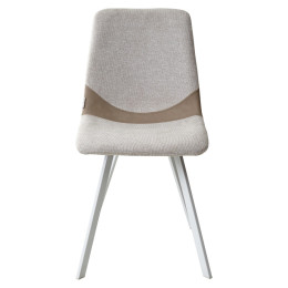 Стул ELLEN WZ2042-02 светло-бежевый фактурный велюр/ RU-09 серо-бежевый/ белый каркас М-City