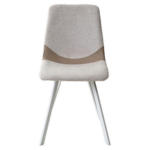 Стул ELLEN WZ2042-02 светло-бежевый фактурный велюр/ RU-09 серо-бежевый/ белый каркас М-City
