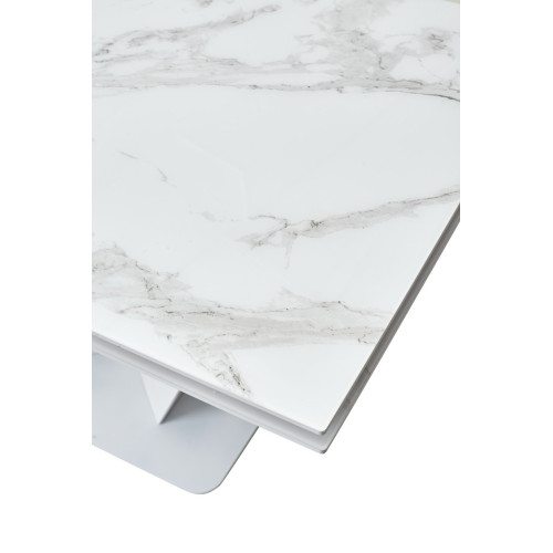 Стол Ниагара 140 БЕЛЫЙ МРАМОР, стекло / БЕЛЫЙ, М-City