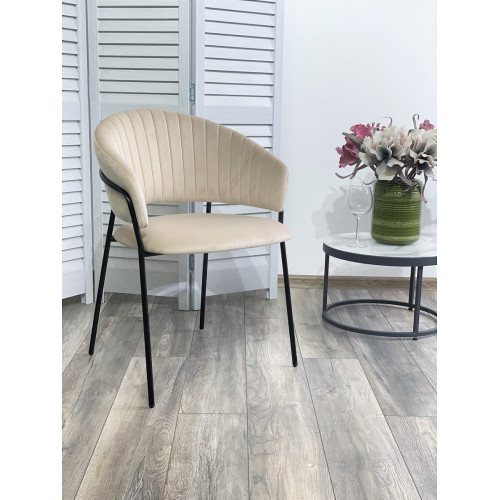 Стул ГЕММА, цвет бежевый #H06, велюр / черный каркас М-City