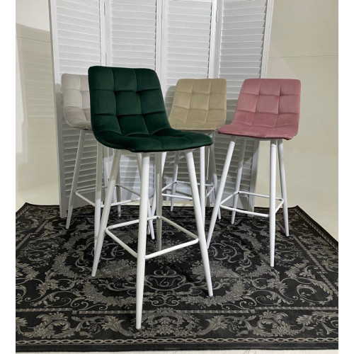 Барный стул LECCO UF910-14 DARK GREEN, велюр/белый каркас М-City