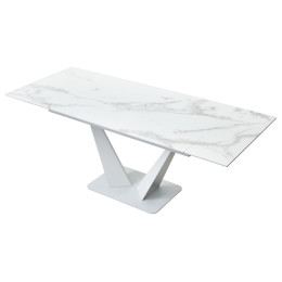 Стол Ниагара 140 БЕЛЫЙ МРАМОР, стекло / БЕЛЫЙ, М-City