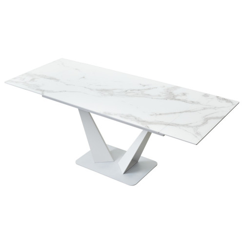 Стол Ниагара 140 БЕЛЫЙ МРАМОР, стекло / БЕЛЫЙ, М-City