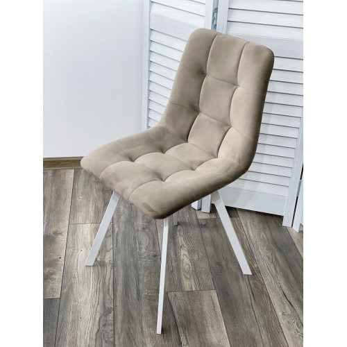 Стул CHILLI-Q SQUARE латте #25, велюр / белый каркас М-City