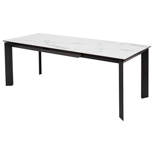 Стол CREMONA 160 HIGH GLOSS STATUARIO Белый мрамор глянцевый, керамика/ черный каркас М-City