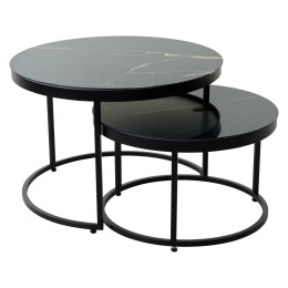Журнальный стол Эрвин (комплект) Обсидиан, стекло/ черный каркас, M-city