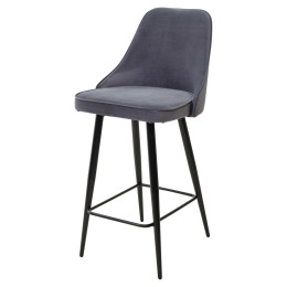 Полубарный стул NEPAL-PB СЕРЫЙ #27, велюр/ черный каркас (H=68cm) М-City