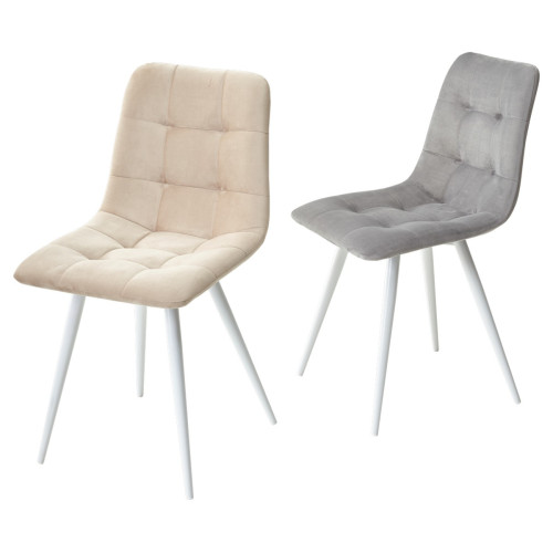 Стул CHILLI-Q светло-серый #26, велюр / белый каркас М-City