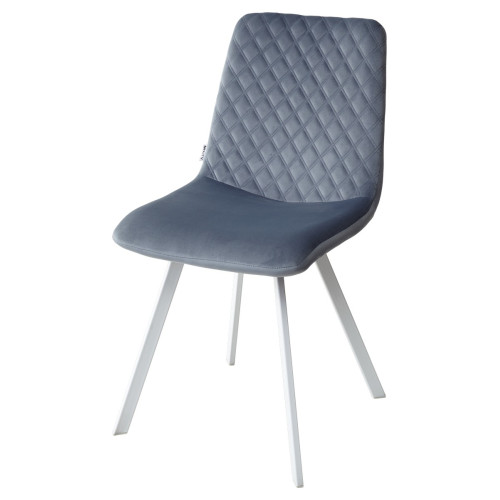 Стул DAIQUIRI BLUVEL-06 BLUE / белый каркас, велюр М-City