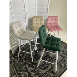 Барный стул LECCO UF910-14 DARK GREEN, велюр/белый каркас М-City