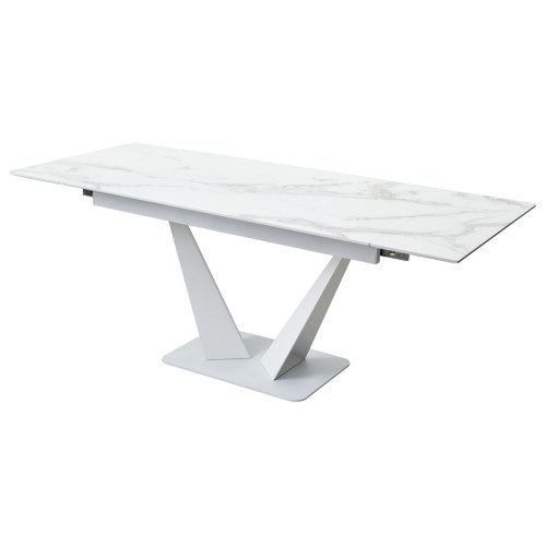 Стол Ниагара 140 БЕЛЫЙ МРАМОР, стекло / БЕЛЫЙ, М-City