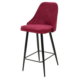 Полубарный стул NEPAL-PB ВИННЫЙ #16, велюр/ черный каркас (H=68cm) М-City