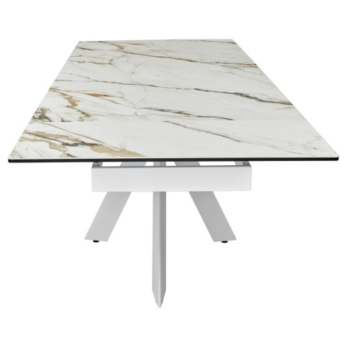 Стол BELLUNO 160 KL-188 Контрастный мрамор матовый, итальянская керамика/ белый каркас М-City