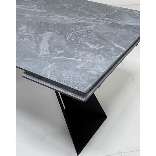 Стол Купер 160 Серый мрамор матовый, керамика / черный каркас М-City