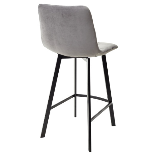 Полубарный стул CHILLI-QB SQUARE светло-серый #26, велюр / черный каркас (H=66cm) М-City