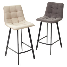 Полубарный стул CHILLI-QB SQUARE бежевый #5, велюр / черный каркас (H=66cm) М-City