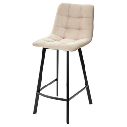 Полубарный стул CHILLI-QB SQUARE бежевый #5, велюр / черный каркас (H=66cm) М-City