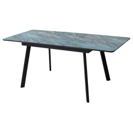 Стол АРУБА 140 АКВАМАРИН, стекло/ ЧЕРНЫЙ каркас М-City