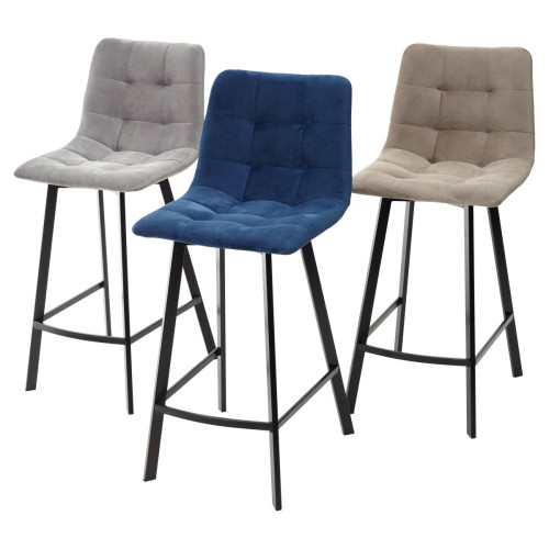 Полубарный стул CHILLI-QB SQUARE светло-серый #26, велюр / черный каркас (H=66cm) М-City