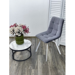 Стул CHILLI-Q SQUARE серый #27, велюр / белый каркас М-City