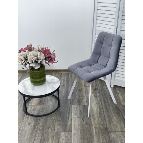 Стул CHILLI-Q SQUARE серый #27, велюр / белый каркас М-City