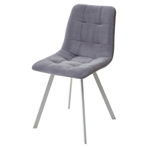 Стул CHILLI-Q SQUARE серый #27, велюр / белый каркас М-City