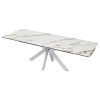 Стол BELLUNO 160 KL-188 Контрастный мрамор матовый, итальянская керамика/ белый каркас М-City