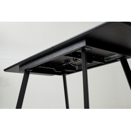 Стол АРУБА 140 АКВАМАРИН, стекло/ ЧЕРНЫЙ каркас М-City