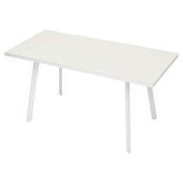Стол ФИН 140 Латте, стекло/ Белый каркас М-City