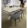 Стол BELLUNO 160 KL-188 Контрастный мрамор матовый, итальянская керамика/ белый каркас М-City
