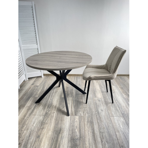 Стол ВЕГА D100 Дуб Шерман серый/ черный каркас М-City