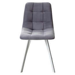 Стул CHILLI-Q SQUARE серый #27, велюр / белый каркас М-City