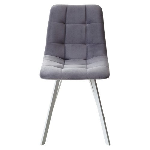 Стул CHILLI-Q SQUARE серый #27, велюр / белый каркас М-City