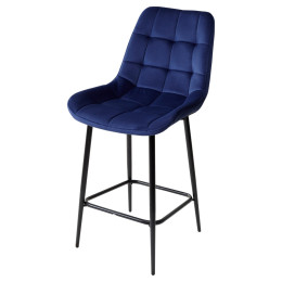 Полубарный стул ХОФМАН, цвет темно-синий #H60, велюр / черный каркас H=63cm М-City