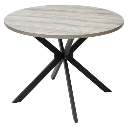 Стол ВЕГА D100 Дуб Шерман серый/ черный каркас М-City