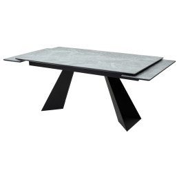 Стол Купер 160 Серый мрамор матовый, керамика / черный каркас М-City