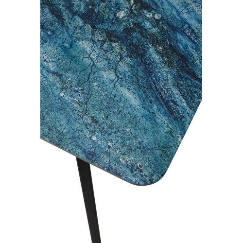 Стол АРУБА 140 АКВАМАРИН, стекло/ ЧЕРНЫЙ каркас М-City