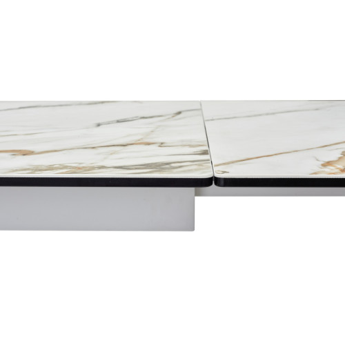 Стол BELLUNO 160 KL-188 Контрастный мрамор матовый, итальянская керамика/ белый каркас М-City