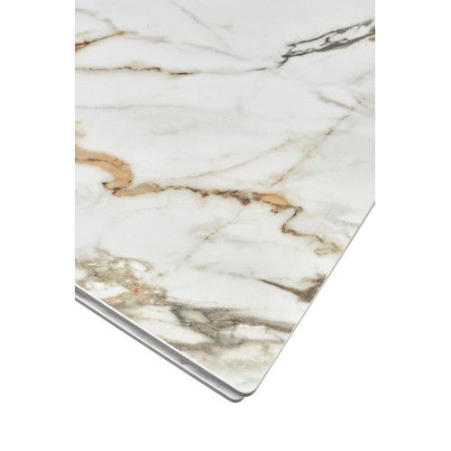 Стол BELLUNO 160 KL-188 Контрастный мрамор матовый, итальянская керамика/ белый каркас М-City