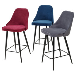 Полубарный стул NEPAL-PB ВИННЫЙ #16, велюр/ черный каркас (H=68cm) М-City