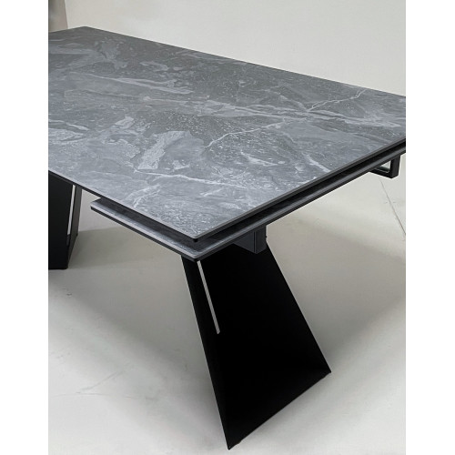 Стол Купер 160 Серый мрамор матовый, керамика / черный каркас М-City