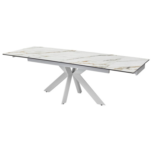 Стол BELLUNO 160 KL-188 Контрастный мрамор матовый, итальянская керамика/ белый каркас М-City
