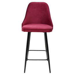 Полубарный стул NEPAL-PB ВИННЫЙ #16, велюр/ черный каркас (H=68cm) М-City