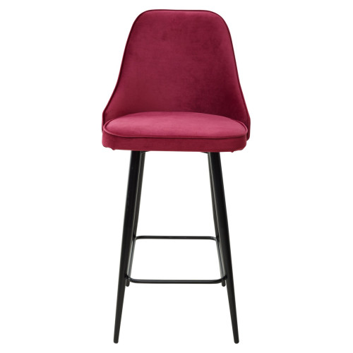 Полубарный стул NEPAL-PB ВИННЫЙ #16, велюр/ черный каркас (H=68cm) М-City