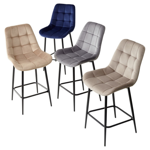 Полубарный стул ХОФМАН, цвет темно-синий #H60, велюр / черный каркас H=63cm М-City