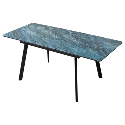 Стол АРУБА 140 АКВАМАРИН, стекло/ ЧЕРНЫЙ каркас М-City