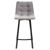 Полубарный стул CHILLI-QB SQUARE светло-серый #26, велюр / черный каркас (H=66cm) М-City