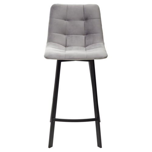 Полубарный стул CHILLI-QB SQUARE светло-серый #26, велюр / черный каркас (H=66cm) М-City